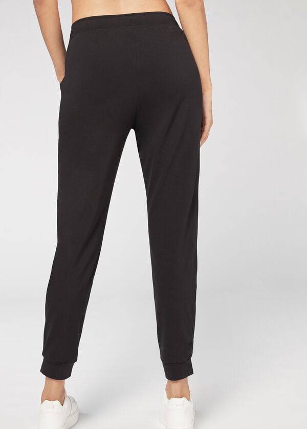 Pantalones Calzedonia Jogger in Ultra Light Supima Algodon Mujer Negras | CL2734ZG