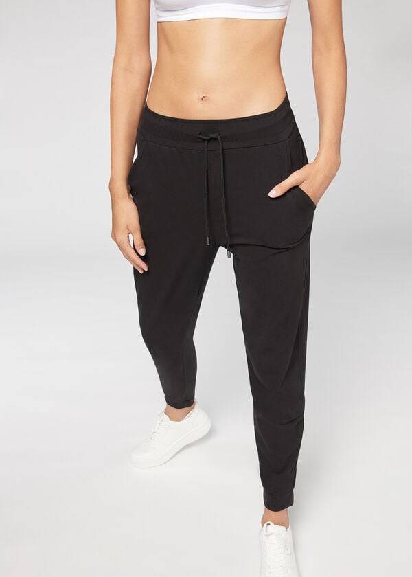 Pantalones Calzedonia Jogger in Ultra Light Supima Algodon Mujer Negras | CL2734ZG