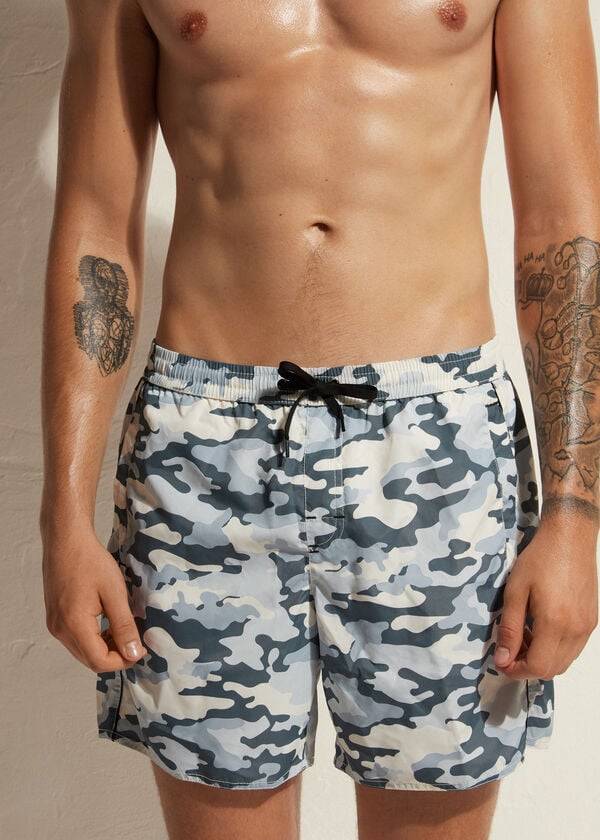 Traje De Baño Calzedonia Formentera Hombre Negras Blancas | CL2913PQ